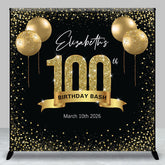 Aperturee - Aperturee Black Gold Balloon Custom 100th Birthday Backdrop