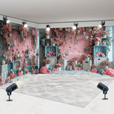 Aperturee - Aperturee Pink Blue Floral Valentines Vibe Room Set Backdrop