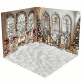 Aperturee - Aperturee Festive Christmas Vibe Window Snowy Room Set Backdrop