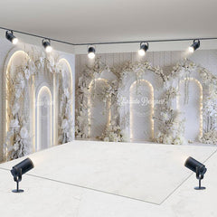 Aperturee - Aperturee White Fine Art Floral Arch Wedding Room Set Backdrop
