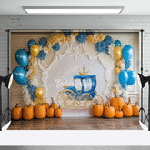 Aperturee - Aperturee Pumpkins Balloons Carriage Cake Smash Photo Backdrop