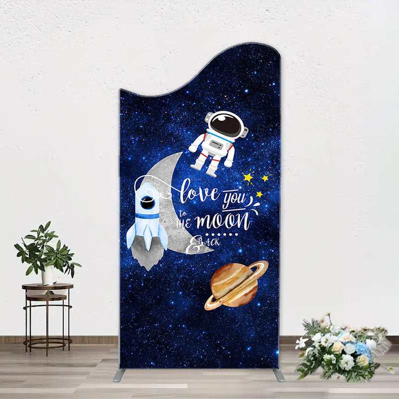 Aperturee - Blue Galaxy Astronaut Star Arch Baby Shower Backdrop