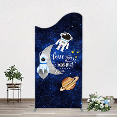 Aperturee - Blue Galaxy Astronaut Star Arch Baby Shower Backdrop