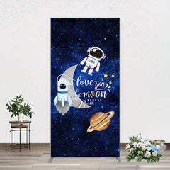 Aperturee - Blue Galaxy Astronaut Star Arch Baby Shower Backdrop