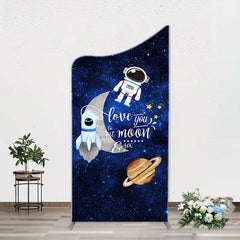 Aperturee - Blue Galaxy Astronaut Star Arch Baby Shower Backdrop