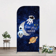 Aperturee - Blue Galaxy Astronaut Star Arch Baby Shower Backdrop