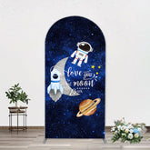 Aperturee - Blue Galaxy Astronaut Star Arch Baby Shower Backdrop