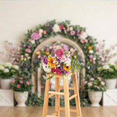 Aperturee Elegant Floral Arch Photography Backdrop with Happy Mother's Day Sign, Spring Pastel Flowers and Wooden Lattice Decor