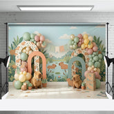 Aperturee Whimsical Capybara Jungle River Photography Backdrop with Pastel Balloons and Arches, Birthday Baby Shower Party Decor
