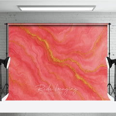 Aperturee Abstract Coral Pink and Gold Veins Photography Backdrop, Elegant Textured Marble Style for Studio