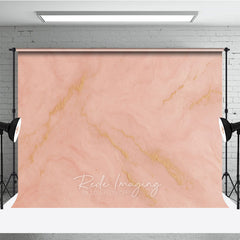 Aperturee Peachy Pink and Gold Vein Marble Texture Photography Backdrop, Elegant Abstract Blush Photo Background