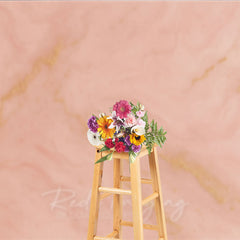 Aperturee Peachy Pink and Gold Vein Marble Texture Photography Backdrop, Elegant Abstract Blush Photo Background