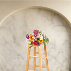 Aperturee Elegant Beige Marble Arch Photography Backdrop, Modern Minimalist Studio Photo Prop for Product and Portrait Photography