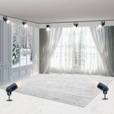 Aperturee - Aperturee White Curtain Window Snowy Winter Room Set Backdrop