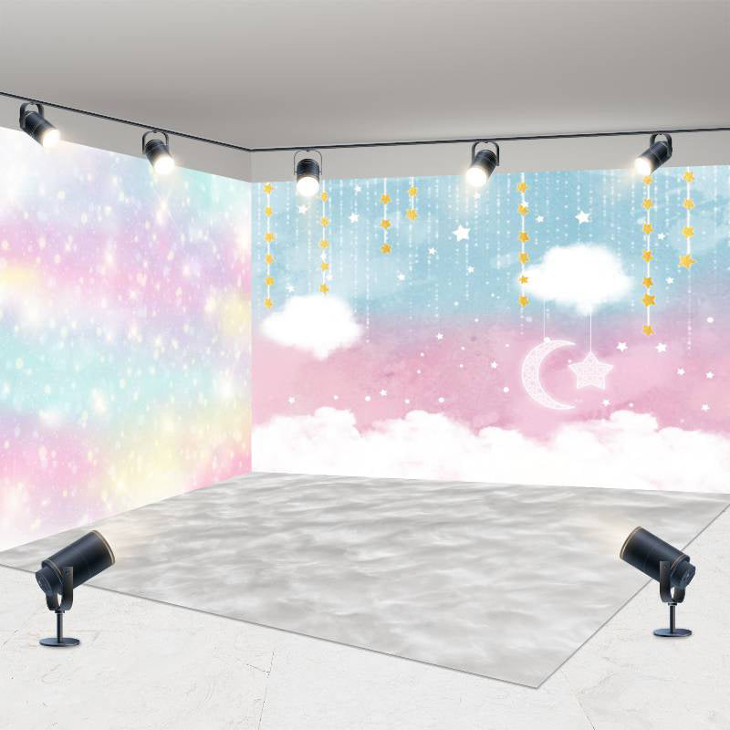 Aperturee - Aperturee Colorful Starry Cloud Sky Birthday Room Set Backdrop