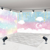 Aperturee - Aperturee Colorful Starry Cloud Sky Birthday Room Set Backdrop