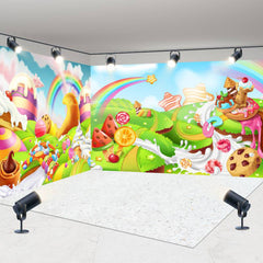 Aperturee - Aperturee Colorful Sunny Candyland Birthday Room Set Backdrop