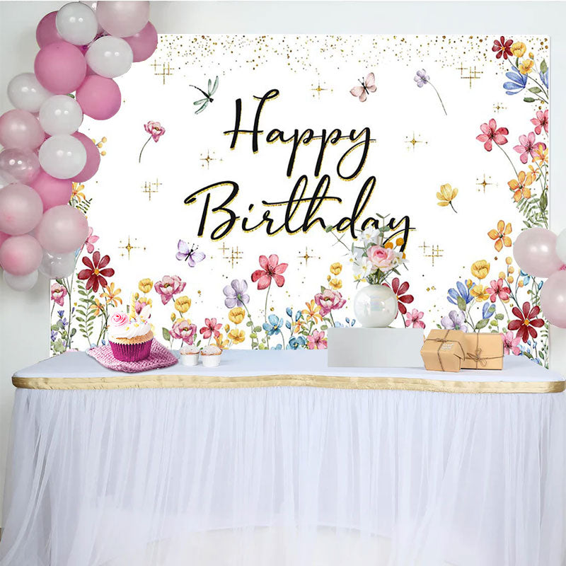 Aperturee - Spring Colorful Floral Backdrop For Birthday Party