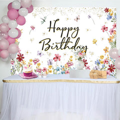 Aperturee - Spring Colorful Floral Backdrop For Birthday Party