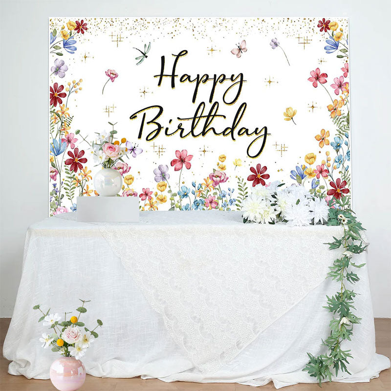 Aperturee - Spring Colorful Floral Backdrop For Birthday Party