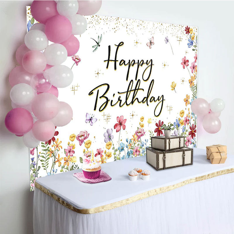 Aperturee - Spring Colorful Floral Backdrop For Birthday Party