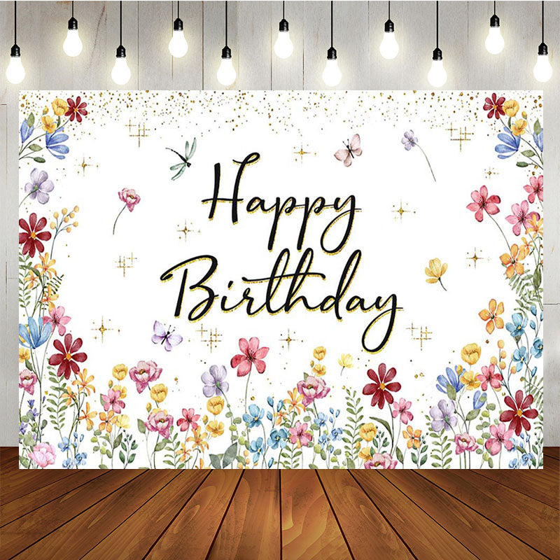 Aperturee - Spring Colorful Floral Backdrop For Birthday Party