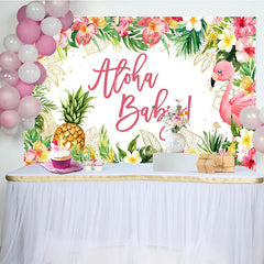 Aperturee - Aloha Baby Floral Gender Reveal Backdrop For Girl