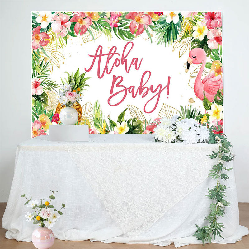 Aperturee - Aloha Baby Floral Gender Reveal Backdrop For Girl