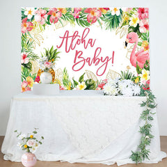 Aperturee - Aloha Baby Floral Gender Reveal Backdrop For Girl