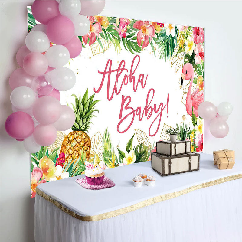 Aperturee - Aloha Baby Floral Gender Reveal Backdrop For Girl