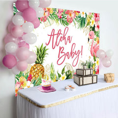 Aperturee - Aloha Baby Floral Gender Reveal Backdrop For Girl