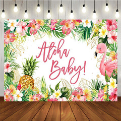 Aperturee - Aloha Baby Floral Gender Reveal Backdrop For Girl