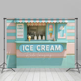 Aperturee - Aperturee Tiffany Green Pink Ice Cream Shop Photo Backdrop