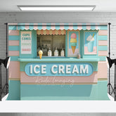 Aperturee - Aperturee Tiffany Green Pink Ice Cream Shop Photo Backdrop