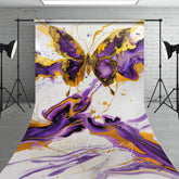 Aperturee - Aperturee Artistic Purple Gold Abstract Butterfly Sweep Backdrop