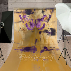 Aperturee - Aperturee Gold Purple Faded Abstract Butterfly Sweep Backdrop