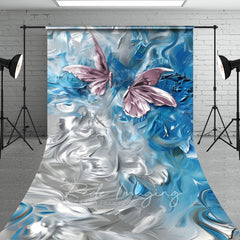 Aperturee - Aperturee Elegant Pink Blue Abstract Butterfly Sweep Backdrop
