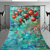 Aperturee - Aperturee Red Abstract Painted Apples Fine Art Sweep Backdrop