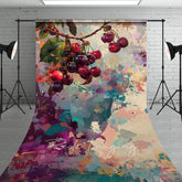 Aperturee - Aperturee Messy Abstract Paint Cherries Fine Art Sweep Backdrop