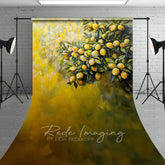Aperturee - Aperturee Yellow Abstract Painted Lemons Fine Art Sweep Backdrop