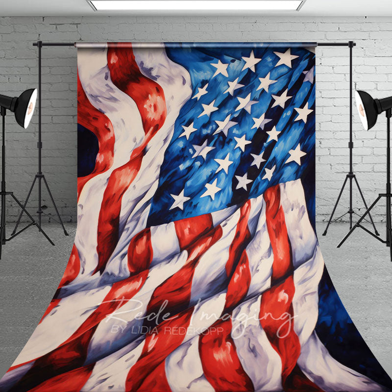 Aperturee - Aperturee Retro Painted Usa Flag Independence Day Sweep Backdrop