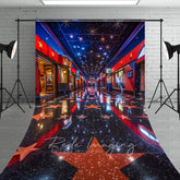 Aperturee - Aperturee Retro Blue Red Starry Cinema Cake Smash Sweep Backdrop