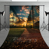 Aperturee - Aperturee Sunset Sky Baseball Field Sports Sweep Photo Backdrop