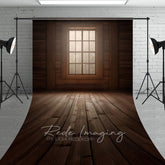 Aperturee - Aperturee Dim Vintage Wooden Cabin Window Photo Sweep Backdrop