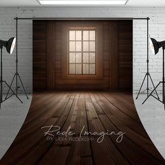 Aperturee - Aperturee Dim Vintage Wooden Cabin Window Photo Sweep Backdrop