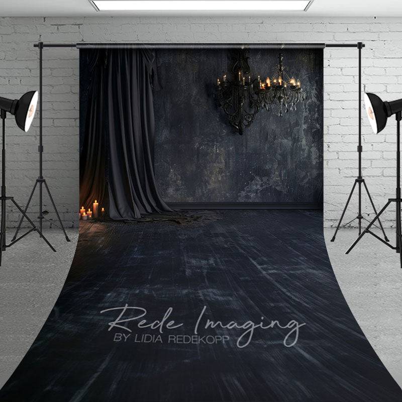 Aperturee - Aperturee Dark Black Room Curtain Candle Retro Wall Sweep Backdrop