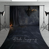 Aperturee - Aperturee Dark Black Room Curtain Candle Retro Wall Sweep Backdrop
