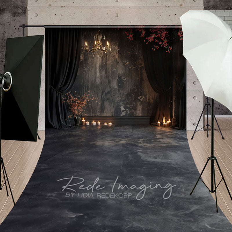 Aperturee - Aperturee Medieval Black Dark Room Candle Light Sweep Backdrop