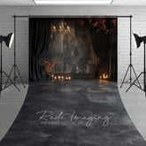 Aperturee - Aperturee Medieval Black Dark Room Candle Light Sweep Backdrop