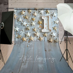 Aperturee - Aperturee Stars Wooden First Birthday Cake Smash Sweep Backdrop